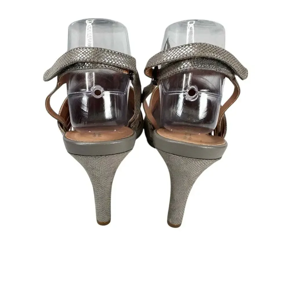 Naturalizer Nolana Silver Heels Size 10 Slingback Sandals Sparkly Night-Out